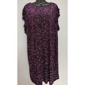Tommy Hilfiger Women's Burgundy Floral Velvet Knee Length Dress Plus Size 18W